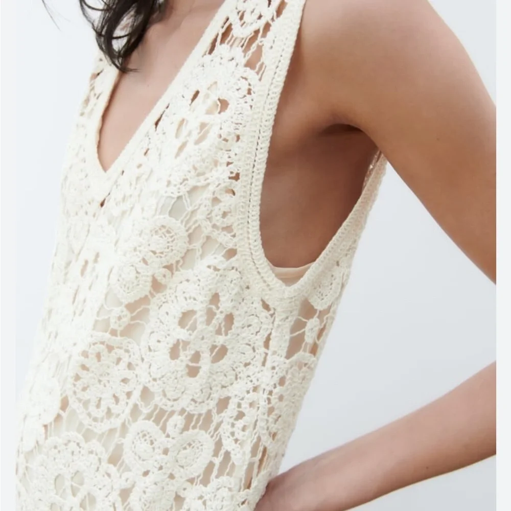 Y2K Fairy Floral Long Crochet Cardigan Vest | Small - Picture 3 of 8
